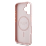 Apple iPhone 16 Kılıf Guess Orjinal Lisanslı M-safe Şarj Özellikli Taneli Çiçek Tasarımlı Metal Yazı Logolu Kapak