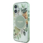 Apple iPhone 16 Kılıf Guess Orjinal Lisanslı M-safe Şarj Özellikli IML Baskılı Yazı Logolu Flower Tonal Circle Kapak