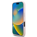 Apple iPhone 16 Kılıf Guess Orjinal Lisanslı M-safe Şarj Özellikli Taneli Çiçek Tasarımlı Metal Yazı Logolu Kapak