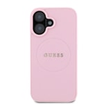 Apple iPhone 16 Kılıf Guess Orjinal Lisanslı M-safe Şarj Özellikli Yazı Logolu Grained Kapak