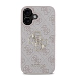 Apple iPhone 16 Kılıf Guess Orjinal Lisanslı PU Deri 4G Desenli Metal Büyük 4G ve Yazı Logolu Kapak