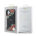 Apple iPhone 16 Kılıf Guess Orjinal Lisanslı M-safe Şarj Özellikli Gül Baskılı 4G Desenli Yazı Logolu Kapak