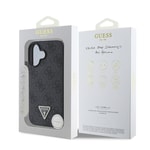 Apple iPhone 16 Kılıf Guess Orjinal Lisanslı M-safe Şarj Özellikli PU Deri 4G Desenli Taşlı Üçgen Logolu Kapak