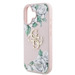 Apple iPhone 16 Kılıf Guess Orjinal Lisanslı Gül Baskılı Büyük Metal Logo Dizaynlı Kapak