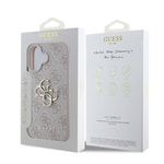 Apple iPhone 16 Kılıf Guess Orjinal Lisanslı PU Deri 4G Desenli Metal Büyük 4G ve Yazı Logolu Kapak