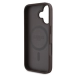 Apple iPhone 16 Kılıf Guess Orjinal Lisanslı M-safe Şarj Özellikli PU Deri 4G Desenli Taşlı Üçgen Logolu Kapak