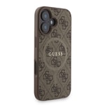 Apple iPhone 16 Kılıf Guess Orjinal Lisanslı M-safe Şarj Özellikli PU Deri Bilek Askı İpli Yazı Logolu Kapak