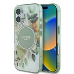Apple iPhone 16 Kılıf Guess Orjinal Lisanslı M-safe Şarj Özellikli IML Baskılı Yazı Logolu Flower Tonal Circle Kapak