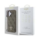 Apple iPhone 16 Kılıf Guess Orjinal Lisanslı PU Deri Taşlı Üçgen Logo 4G Desenli Strass Kapak