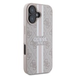 Apple iPhone 16 Kılıf Guess Orjinal Lisanslı M-safe Şarj Özellikli 4G Şerit Tasarımlı Printed Kapak