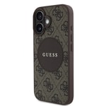 Apple iPhone 16 Kılıf Guess Orjinal Lisanslı M-safe Şarj Özellikli Yazı Logolu Circle Classic Kapak
