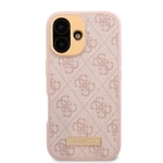 Apple iPhone 16 Kılıf Guess Orjinal Lisanslı M-safe Şarj Özellikli PU 4G Desenli Metal Plaka Klasik Logolu Kapak