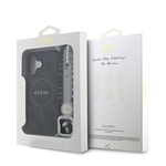 Apple iPhone 16 Kılıf Guess Orjinal Lisanslı M-safe Şarj Özellikli PU Deri Bilek Askı İpli Yazı Logolu Kapak