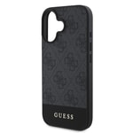Apple iPhone 16 Kılıf Guess Orjinal Lisanslı M-safe Şarj Özellikli PU Deri Şerit Logo Dizaynlı Kapak