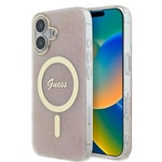 Apple iPhone 16 Kılıf Guess Orjinal Lisanslı M-safe Şarj Özellikli Yazı Logolu 4G Desenli Kapak