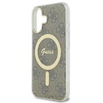 Apple iPhone 16 Kılıf Guess Orjinal Lisanslı M-safe Şarj Özellikli Yazı Logolu 4G Desenli Kapak
