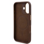 Apple iPhone 16 Kılıf Guess Orjinal Lisanslı M-safe Şarj Özellikli PU 4G Desenli Metal Plaka Klasik Logolu Kapak