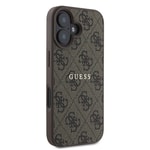 Apple iPhone 16 Kılıf Guess Orjinal Lisanslı M-safe Şarj Özellikli 4G Desenli Yazı Logolu Kapak