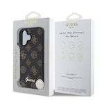 Apple iPhone 16 Kılıf Guess Orjinal Lisanslı M-safe Şarj Özellikli IML Baskılı Çiçek İnci Bileklikli Kapak