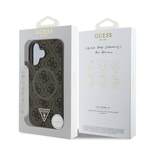 Apple iPhone 16 Kılıf Guess Orjinal Lisanslı M-safe Şarj Özellikli PU Üçgen Logo 4G Desenli Kapak