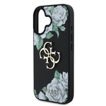 Apple iPhone 16 Kılıf Guess Orjinal Lisanslı Gül Baskılı Büyük Metal Logo Dizaynlı Kapak