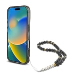 Apple iPhone 16 Kılıf Guess Orjinal Lisanslı M-safe Şarj Özellikli Simli Silikon İnci Bileklikli Kapak