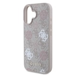 Apple iPhone 16 Kılıf Guess Orjinal Lisanslı M-safe Şarj Özellikli 4G Desenli Yazı Logolu Peony Kapak
