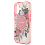 Apple iPhone 16 Kılıf Guess Orjinal Lisanslı M-safe Şarj Özellikli IML Baskılı Yazı Logolu Flower Tonal Circle Kapak