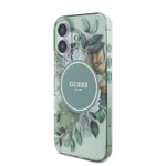 Apple iPhone 16 Kılıf Guess Orjinal Lisanslı M-safe Şarj Özellikli IML Baskılı Çiçek İnci Bileklikli Kapak
