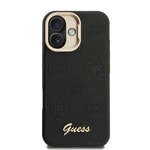 Apple iPhone 16 Kılıf Guess Orjinal Lisanslı M-safe Şarj Özellikli Sıcak Baskılı Yazı Logolu Kamera Standlı PU Deri Peony Kapak