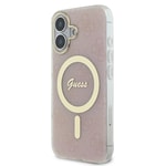 Apple iPhone 16 Kılıf Guess Orjinal Lisanslı M-safe Şarj Özellikli Yazı Logolu 4G Desenli Kapak