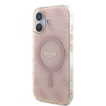 Apple iPhone 16 Kılıf Guess Orjinal Lisanslı M-safe Şarj Özellikli IML Baskılı Klasik Logolu 4G Desenli Kapak