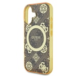 Apple iPhone 16 Kılıf Guess Orjinal Lisanslı M-safe Şarj Özellikli 4G Desenli IML Yazı Logolu Peony Kapak