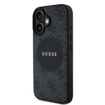 Apple iPhone 16 Kılıf Guess Orjinal Lisanslı M-safe Şarj Özellikli Yazı Logolu Circle Classic Kapak