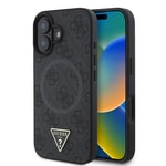 Apple iPhone 16 Kılıf Guess Orjinal Lisanslı M-safe Şarj Özellikli PU Üçgen Logo 4G Desenli Kapak