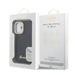 Apple iPhone 16 Kılıf Guess Orjinal Lisanslı M-safe Şarj Özellikli Sıcak Baskılı Yazı Logolu Kamera Standlı PU Deri Peony Kapak