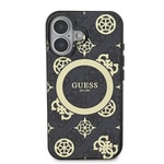 Apple iPhone 16 Kılıf Guess Orjinal Lisanslı M-safe Şarj Özellikli 4G Desenli IML Yazı Logolu Peony Kapak