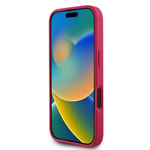 Apple iPhone 16 Kılıf Guess Orjinal Lisanslı M-safe Şarj Özellikli Taneli Çiçek Tasarımlı Metal Yazı Logolu Kapak