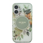 Apple iPhone 16 Kılıf Guess Orjinal Lisanslı M-safe Şarj Özellikli IML Baskılı Yazı Logolu Flower Tonal Circle Kapak