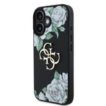 Apple iPhone 16 Kılıf Guess Orjinal Lisanslı Gül Baskılı Büyük Metal Logo Dizaynlı Kapak