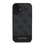 Apple iPhone 16 Kılıf Guess Orjinal Lisanslı M-safe Şarj Özellikli PU Deri Şerit Logo Dizaynlı Kapak