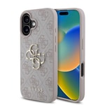 Apple iPhone 16 Kılıf Guess Orjinal Lisanslı PU Deri 4G Desenli Metal Büyük 4G ve Yazı Logolu Kapak