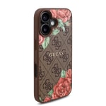 Apple iPhone 16 Kılıf Guess Orjinal Lisanslı M-safe Şarj Özellikli Gül Baskılı 4G Desenli Yazı Logolu Kapak