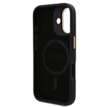 Apple iPhone 16 Kılıf Guess Orjinal Lisanslı M-safe Şarj Özellikli PU 4G Desenli Metal Plaka Klasik Logolu Kapak