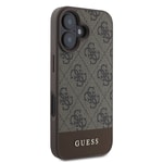 Apple iPhone 16 Kılıf Guess Orjinal Lisanslı M-safe Şarj Özellikli PU Deri Şerit Logo Dizaynlı Kapak