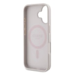 Apple iPhone 16 Kılıf Guess Orjinal Lisanslı M-safe Şarj Özellikli PU Deri 4G Desenli Taşlı Üçgen Logolu Kapak