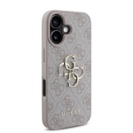 Apple iPhone 16 Kılıf Guess Orjinal Lisanslı PU Deri 4G Desenli Metal Büyük 4G ve Yazı Logolu Kapak