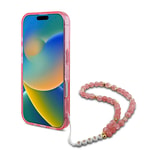 Apple iPhone 16 Kılıf Guess Orjinal Lisanslı M-safe Şarj Özellikli Simli Silikon İnci Bileklikli Kapak