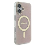 Apple iPhone 16 Kılıf Guess Orjinal Lisanslı M-safe Şarj Özellikli Yazı Logolu 4G Desenli Kapak
