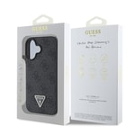 Apple iPhone 16 Kılıf Guess Orjinal Lisanslı PU Deri Taşlı Üçgen Logo 4G Desenli Strass Kapak